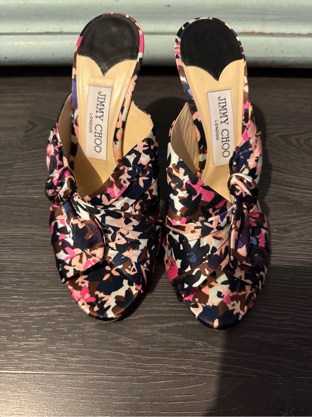 Jimmy Choo Keely Cam Floral  Silk Mules